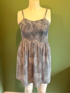 Aqua Black and White Spotted Mini Sundress